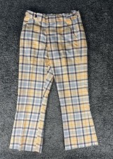 VTG 70  s Jaymar Slack Pants Size 30x30 Orange Blue Plaid Mens Belted Waist