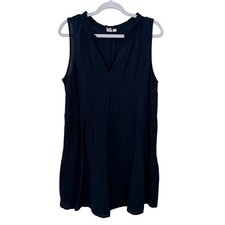 Gap Women's Dress Navy Blue Sleeveless Tiered Cotton Linen Ruffle Split Neck S