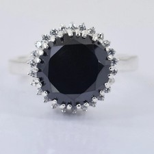 4.10 Ct Stunning Certified Black Diamond Ring-Amazing Luster Tariff Free