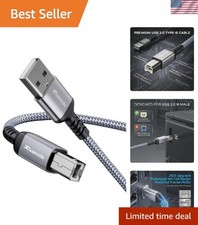 6ft USB 2.0 Printer Cable, Type A to B Male Scanner Cord, Compatible with HP,...
