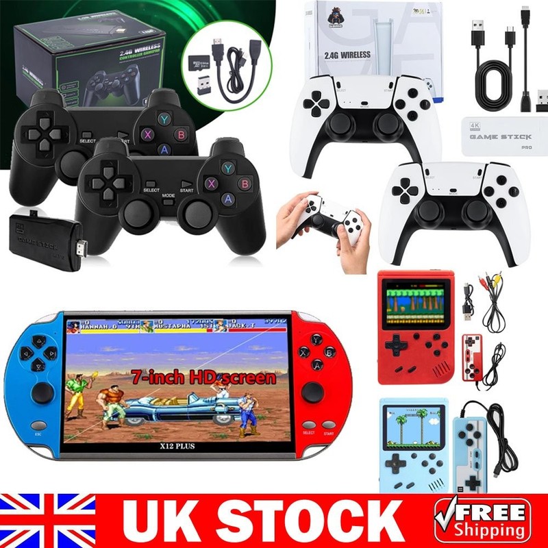 4K HDMI Retro Game Stick Console Plug Play 20000+ Games 2 Wireless Controllers