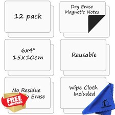 12 Dry Erase Magnets 6x4 Inch Whiteboard Planning Pads Labels