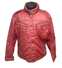 Premium Lounge Jacket Mens 4XL Maroon Quilted Full Zip Moto Limited Edition