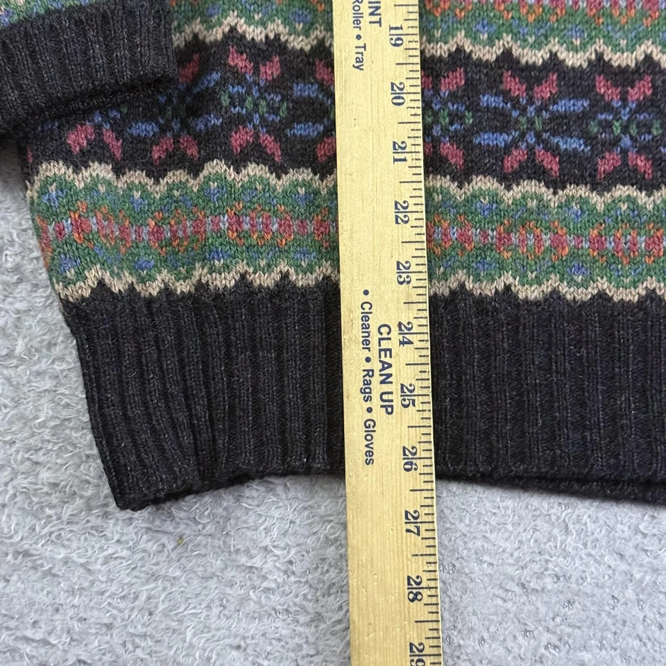 Vintage Pringle of Scotland Sweater Men Medium Black Fair Isle Shetland Wool 90s - Image 3 of 4