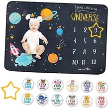 Baby Milestone Blanket for Boy Girl - 60"x40" Large Monthly Baby Milestone