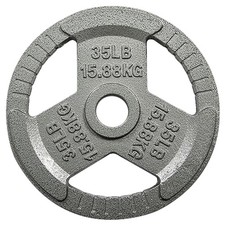 35LBCast Iron Olympic Weight Plate,Single Plate,2-Inch Center Hole,3-Grip Design