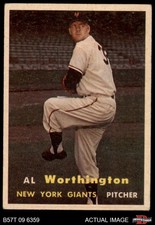 1957 Topps #39 Al Worthington Giants 2 - GOOD