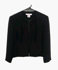 Evan Picone Womens Size 12 Black Open BeadedTrim Jacket Eveningwear Dressy Short