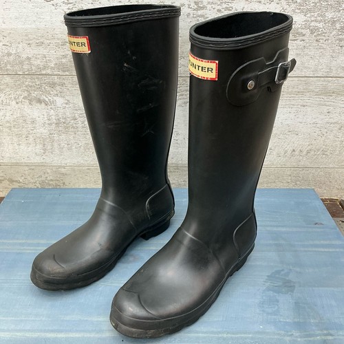 Hunter Original Tall Kids Waterproof Rubber Rain Boots, Black, Size US 5/6