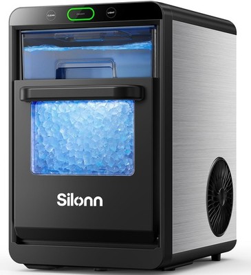 Silonn Nugget Ice Maker Countertop, Crushed Ice Maker & Pebble Ice Produces 44lb