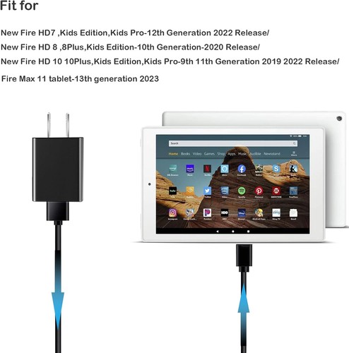 15W Fast Charger & 10Ft USB-C Cable for Fire HD 10/10Plus - Listed Safety - 第 5/9 張圖片