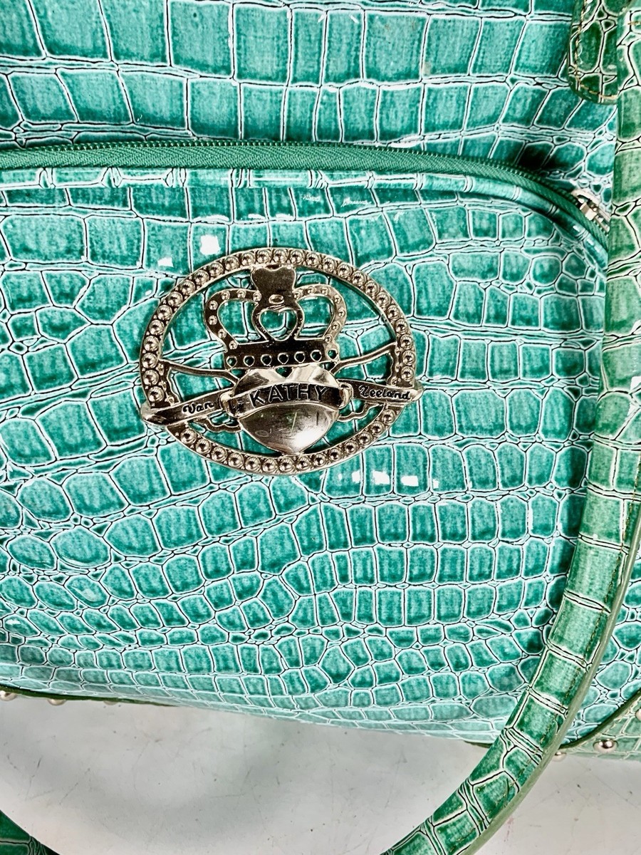Kathy Van Zeeland Large Tote turquoise blue Vegan Crocodile