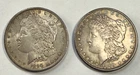 Lot of 2- 1889 1890 $1 Morgan Silver Dollars Extremely Fine Detail Lovely Toning