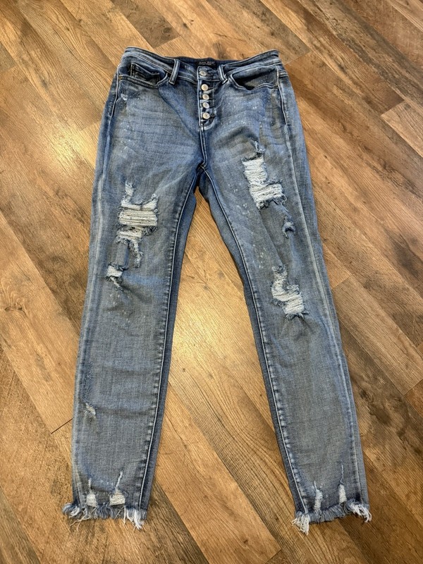 Judy Blue LA Jeans Womens 9/29 Blue JB82311LT Skinny Fit Distressed Button Fly