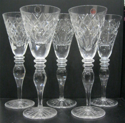 5x Cumbria Kristall Newcastle Light Baluster Weingläser/Kelche - 3x beschriftet