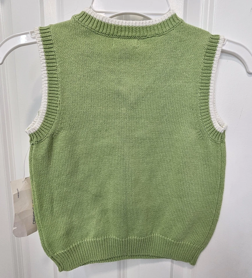 Nuevo con etiquetas Chaleco Suéter GreenDog Verde Azul Blanco Talla 4/4T Foto 3 de 4