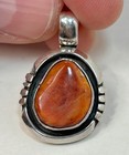 Vintage Joe N. McCabe Navajo Sterling Silver & Spiny Oyster Pendant — photo 1