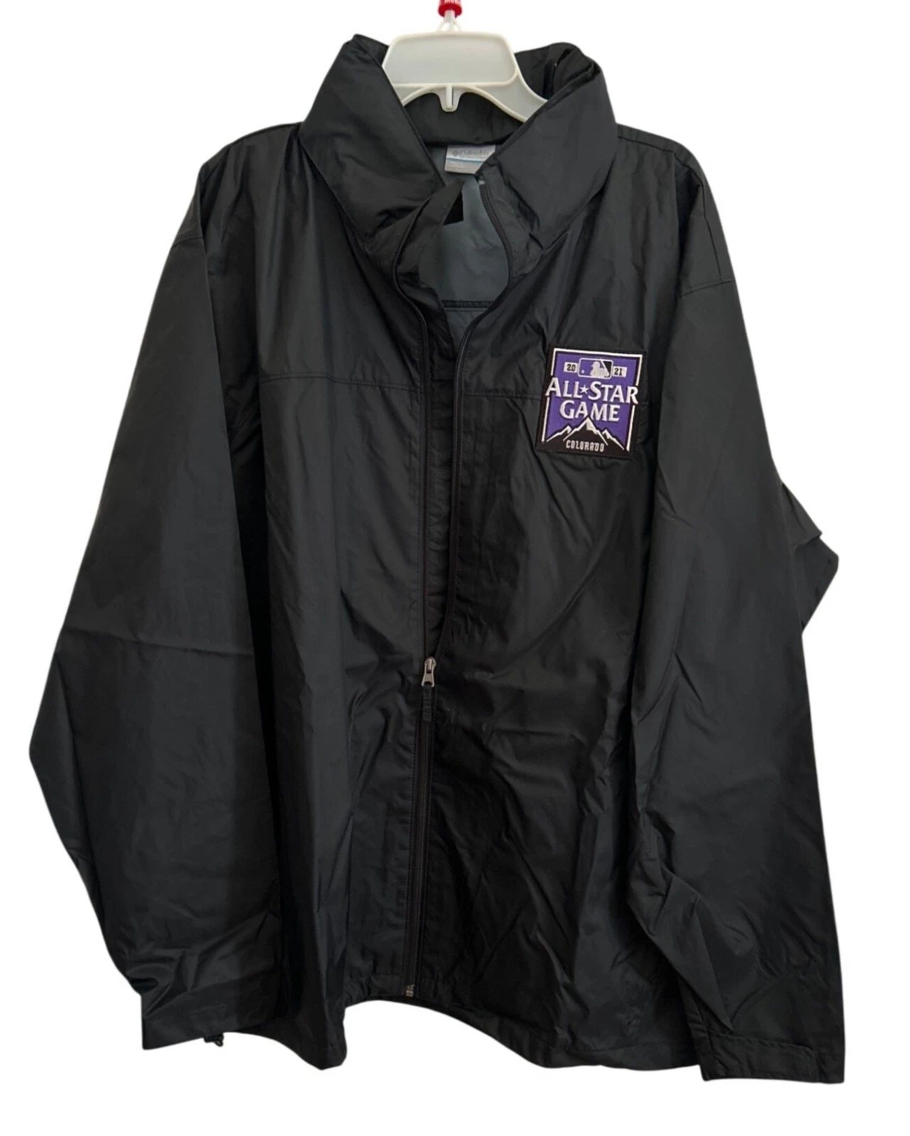 Columbia XXL 2021 All-Star Game Colorado Black Windbreaker Jacket Hidden Hood