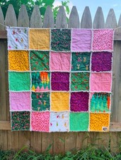 Handmade Baby Rag Quilt: Heather Ross Trixie Mice Baby Blanket