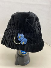 Antique Victorian VELVET HAT w/Blue And Yellow Flowers Bonnet Vintage
