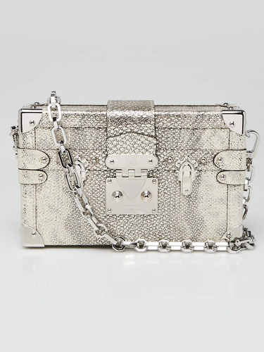 Louis Vuitton Metallic Silver Lizard Petite Malle Bag