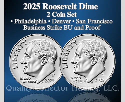 2025 Roosevelt Dime New P D 2 Coin Set BU