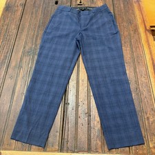 Banana Republic Avery Blue Plaid Ankle Pants Womens 4 Glen Check Trousers