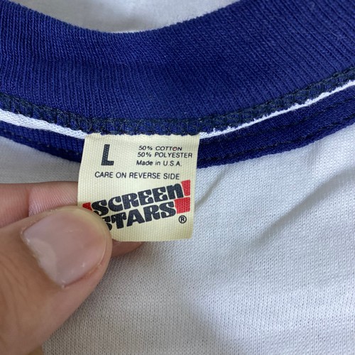 Camiseta Timbre Estrellas Pantalla Años 80 De Colección Puntada Única EE. UU. L Extraña Foto Gráfica - Imagen 4 de 11