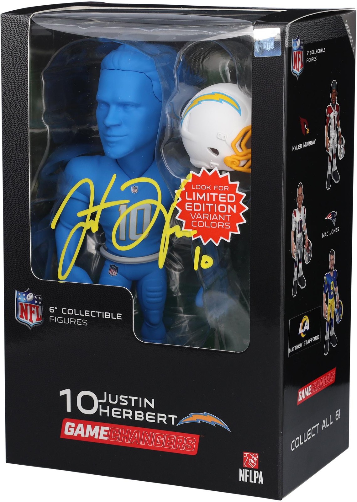 Justin Herbert Chargers Autographed GameChangers Series 3 Blue 6" Figurine