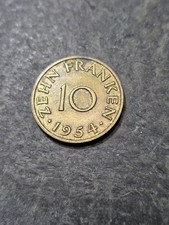 1954 Saarland 10 Franken Coin