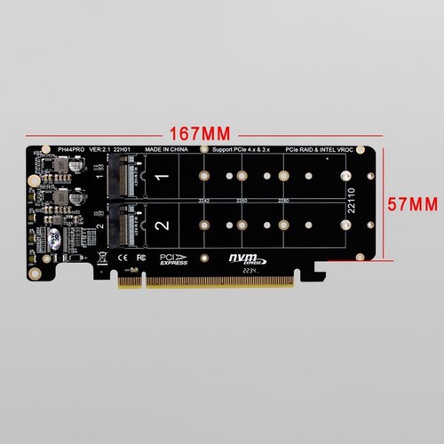 Doppelseitige NVME--Karte mit 4 Festplatten PCIeX16 auf M.2 M-Key NVMEx9608 - Bild 10 von 10