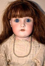 28" Antique German Kestner bisque shoulder head Doll Stuffed body original dress