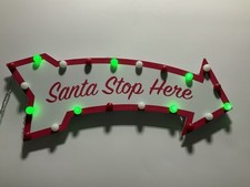 Santa Stop Here Light Up Arrow Sign Christmas LED Wall Decor Holiday Direction
