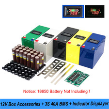 12V 3S 40A BMS Li-ion Battery Case Holder for 18650 Power Wall w/ Display EK