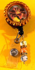 Flower 4 Id badge holder retractable alligator clip