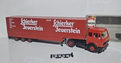 Herpa H0 1:87 LKW MERCEDES BENZ JUMBO SATTELZUG ''SCHIERKER FEUERSTEIN'' OVP 