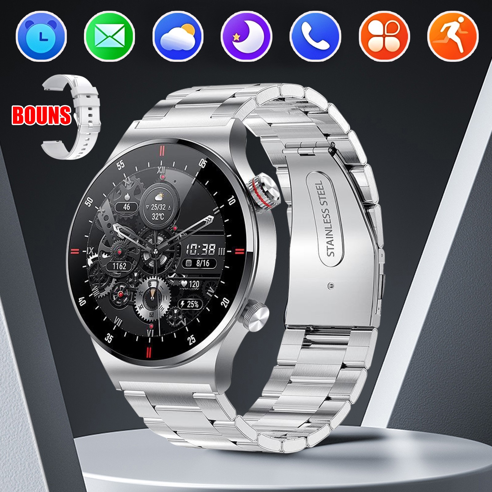 Bluetooth Call Smart Watch Men's Heart Rate Monitoring Sports Fitness Tracker AU