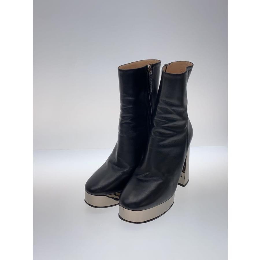 GUCCI Women's Short Heel Leather Boots Size:38/JP:24 Black 141208K Authentic