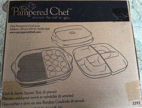 PAMPERED CHEF 6 Piece Set Cool & Serve Square Tray #2292 NEW Never Opened Box.