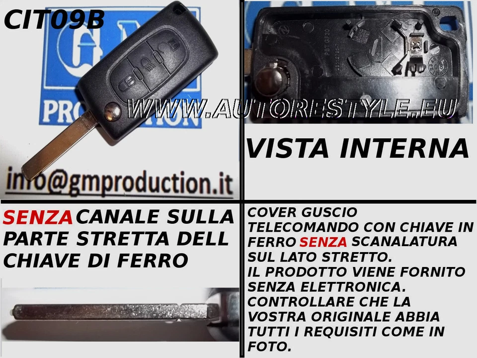 G.M. Production Llave Con Cubierta Para Mando Citroën C3 C4 C8 Batería - Imagen 1 de 1