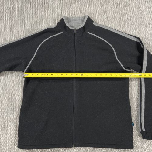 Kuhl Sweater Men’s M Black Marino Wool Gray Stripe Classic Fit Full Zip Up - Picture 4 of 12
