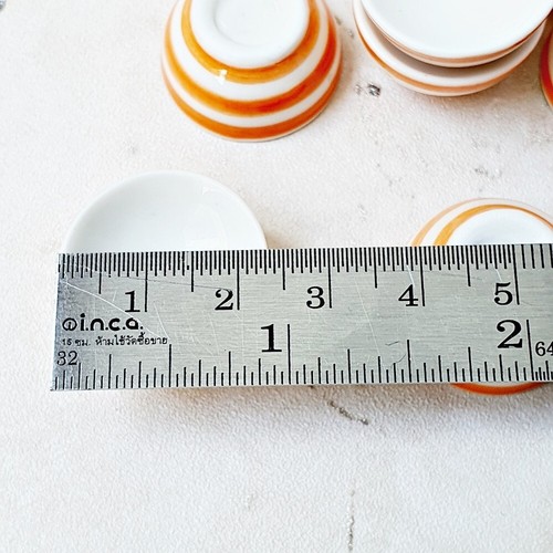 Miniature Striped Ceramic Bowls 1:12 Scale Dollhouse Kitchen Decor 25mm Set of 5 - 第 6/9 張圖片