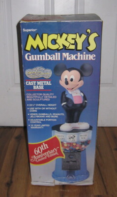 Vintage 1988 Superior Toys Disney Mickey's Gumball Machine 60th