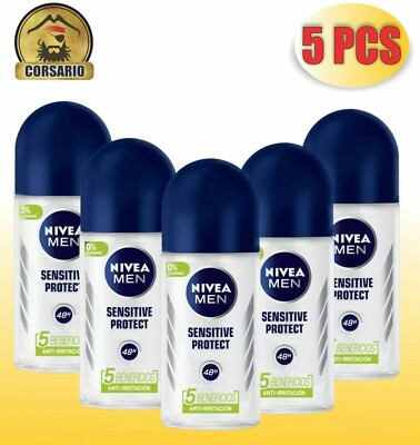 NIVEA MEN SENSITIVE PROTECT ANTIPERSPIRANT ROLL ON CHAMOMILE Plastic Bottle x 5