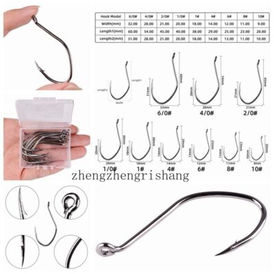 50Pcs Catfish Hooks High Carbon Steel Fishing Hook Saltwater Size 10#-6/0 