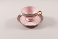 Johann Haviland Bavaria 30182 Mokka- Sammeltasse Untertasse pink gold Ringe
