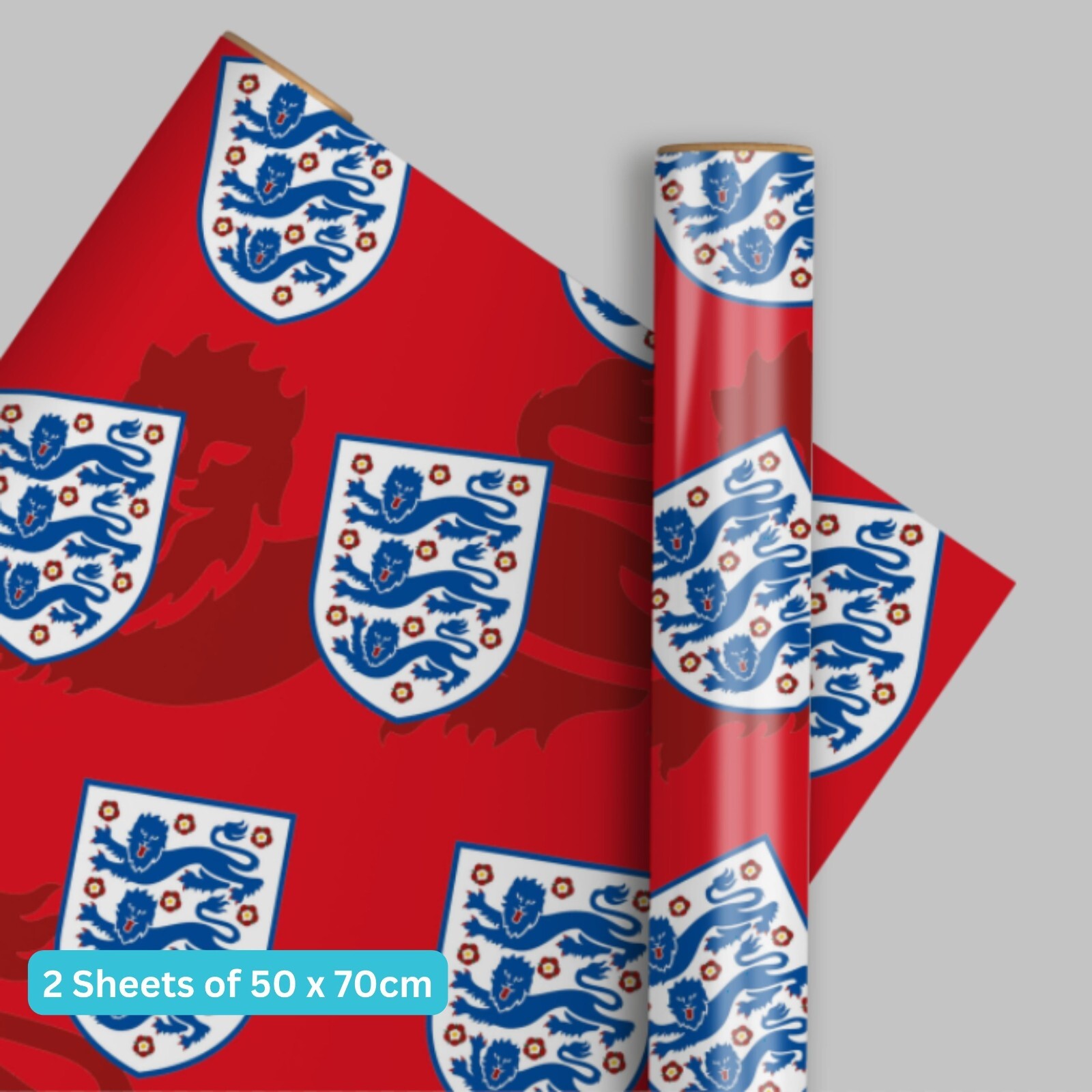 Football Birthday Wrapping Paper | England FC | 2 Sheets & 2 Tags | Gift Wrap - Image 2