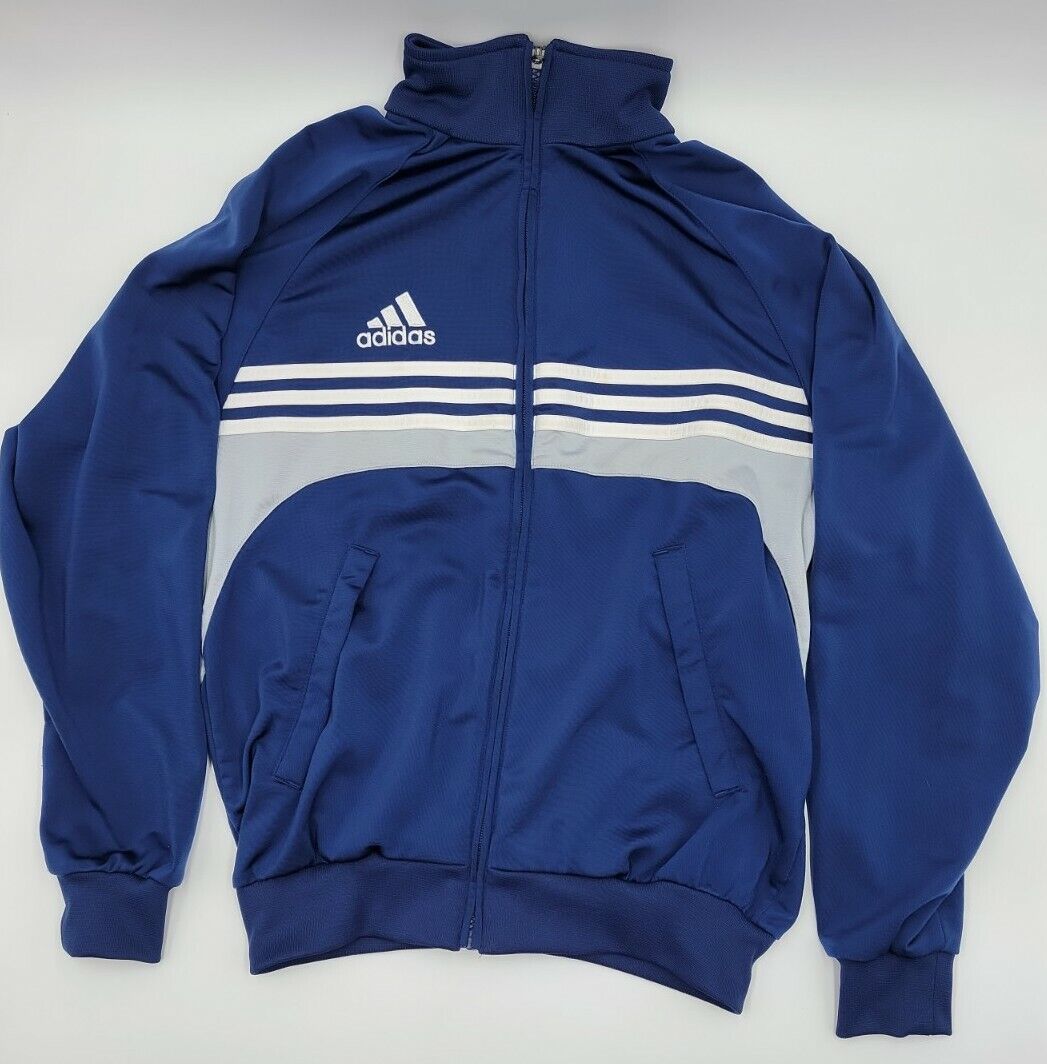 Vintage 90s Y2K Adidas Soccer Track Jacket Mens L Blue Stripes #C001