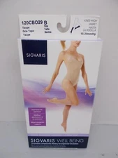 SIGVARIS 120C WOMENS 15-20mmHg COMPRESSION KNEE HIGHS OPEN TOE SHEER