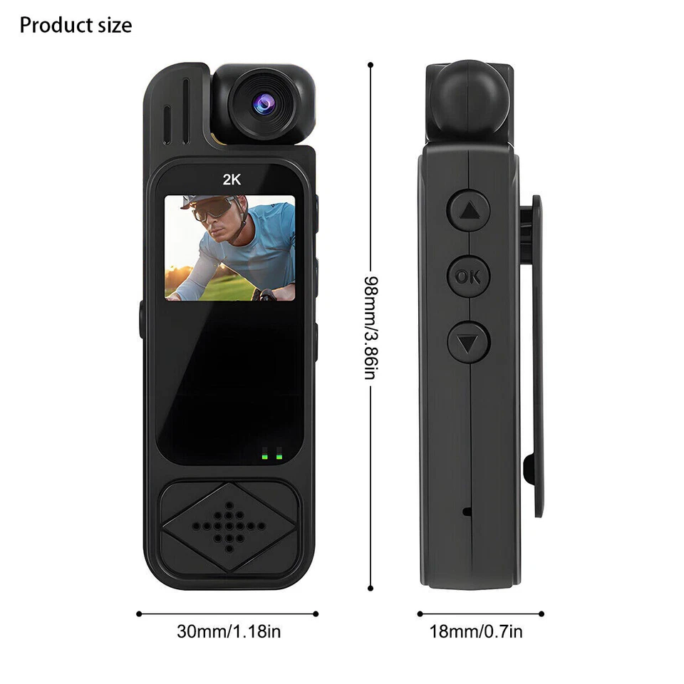 2K 1080P HD Mini Body Dash Cam Polizei Motorrad Bike Motion Camera 180° View - Bild 2 von 4